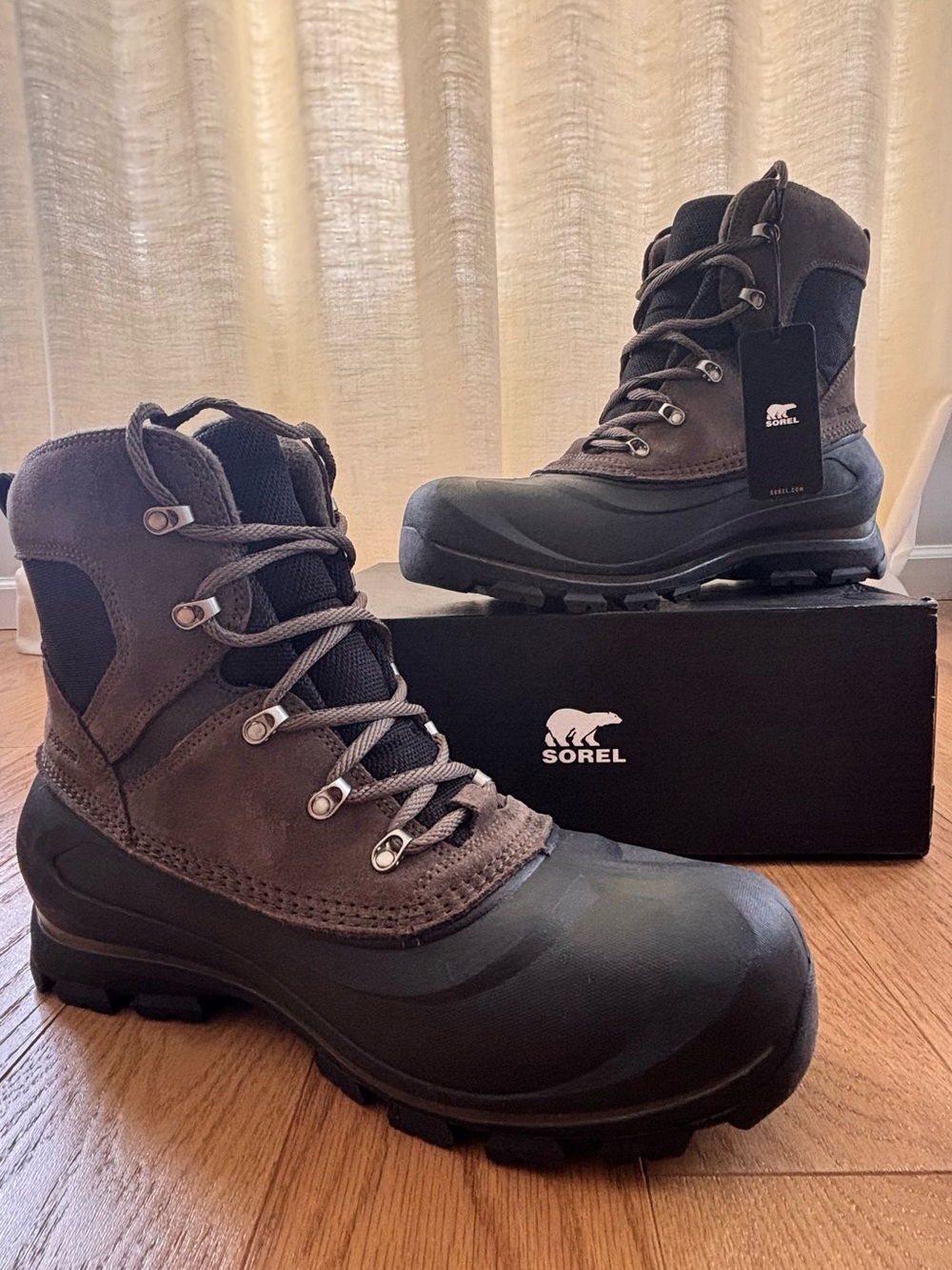 Authentic Sorel Men Waterproof Insulated Leather Lace-Up Ankle Boots Black Sz 11